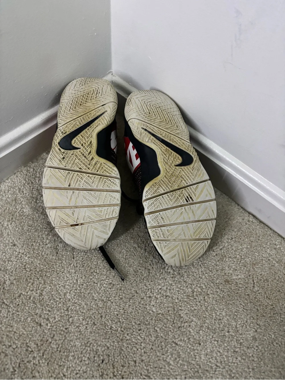 Nike Kids Black and Red Low-Top Sneakers with White Swoosh